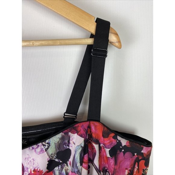 CITY CHIC Size XL 22 Fit & Flare Floral Dress Pink Red Black - Picture 4 of 7